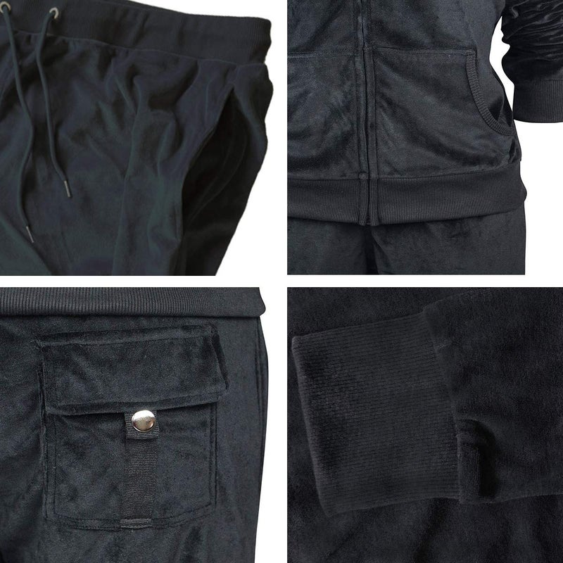 Facitisu Sweatsuits for Women Tracksuit 2 Piece Outfits Velour & Fleece Active Wear Zip-Up Hoodie Sweatpants Sweat Suits Black Large - Image 5